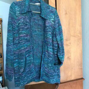 Allison Daley Button Up Multi-color Sweater with Pockets